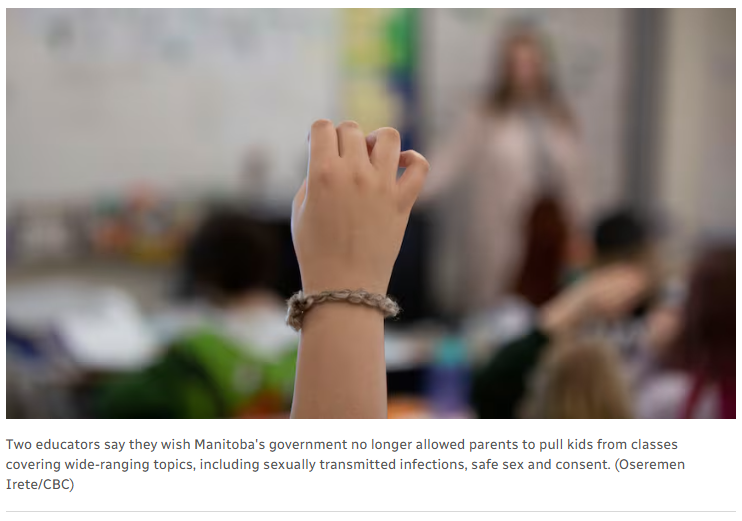 Screenshot from the online article, featuring a photo of a child's hand raised in a classroom. 