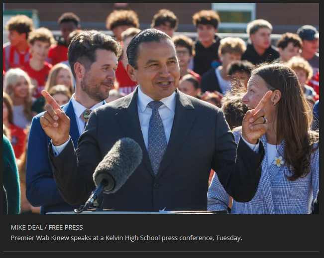 A screenshot from the online article, featuring a photo of the Manitoba Premier, Wab Kinew.